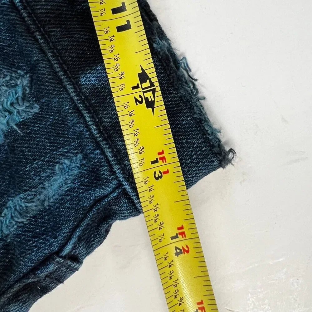 CARMAR Blue Black Tie Dye Cut Off Shorts Size 28 Jean Denim Acid Wash Distressed